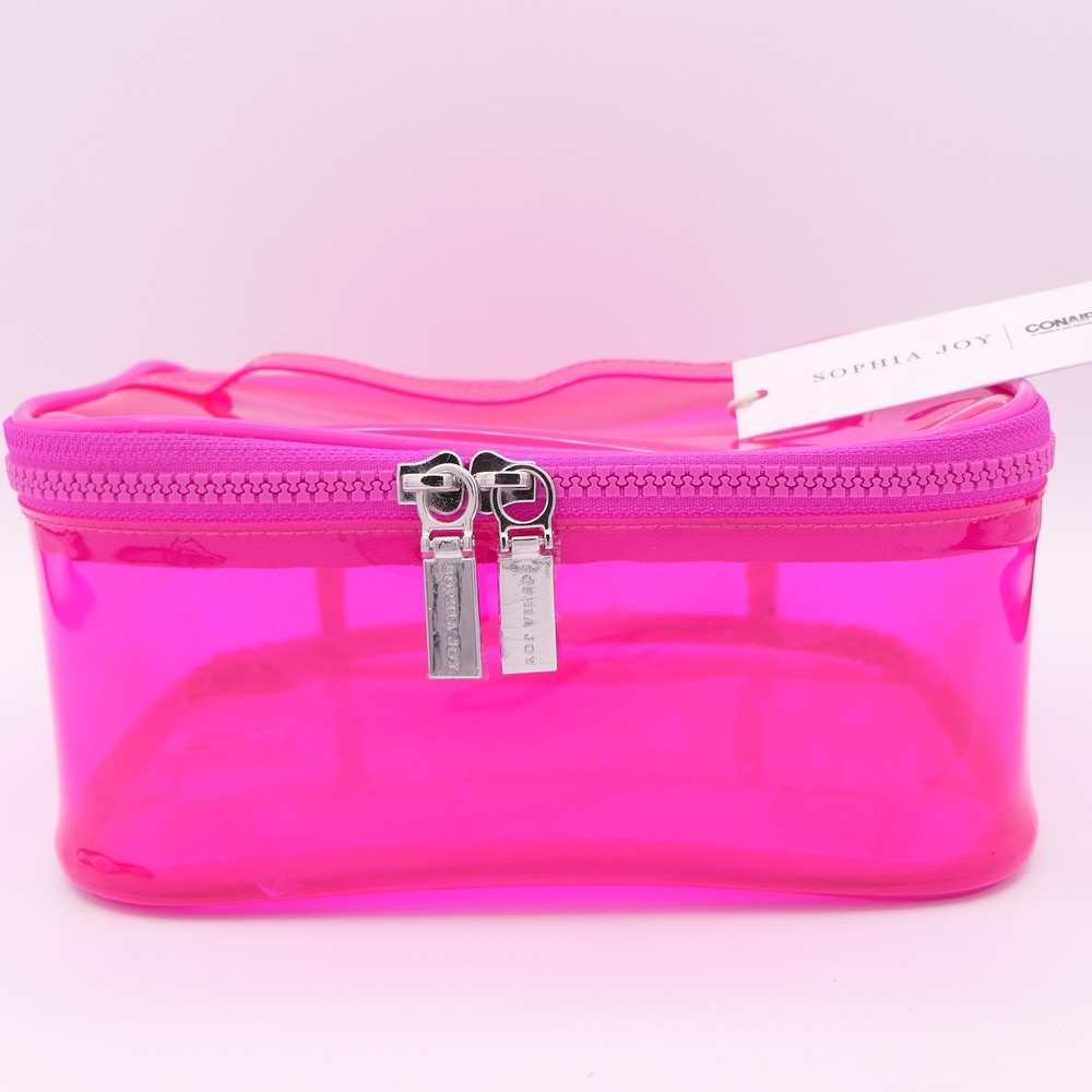 Conair Sophia Joy Tinted Pink Zippered Cosmetic Bag Makeup Organizer Case A28665